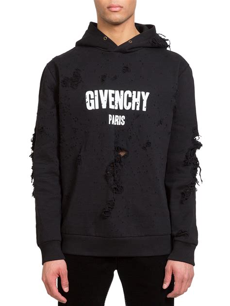 givenchy black blue hoodie|givenchy hoodie with holes.